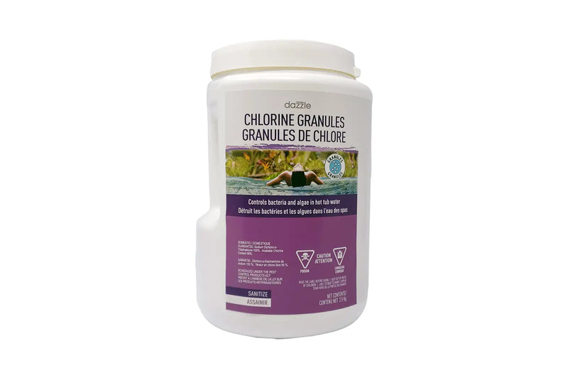 Dazzle Chlorine Granules – 750g Fast-Dissolving Spa Sanitizer
